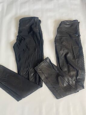 Faux Leather Black Leggings Moto 2 pair sz L large